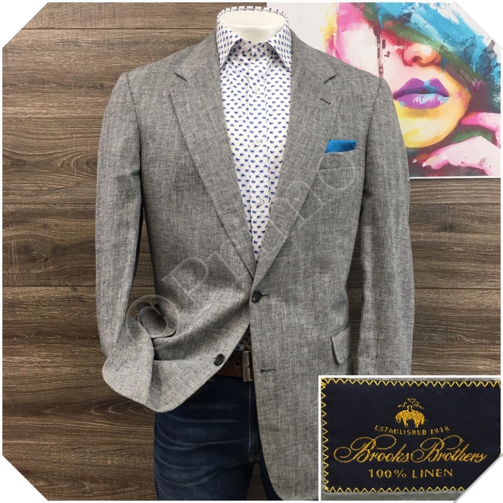 VINTAGE BROOKS BROTHERS Mens Linen Blazer Sport Coat Casual Jacket Size 42L Suit